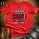 Dads With Cigars Are Better Softstyle Tee Red | Cigar Dad Slogan Tee