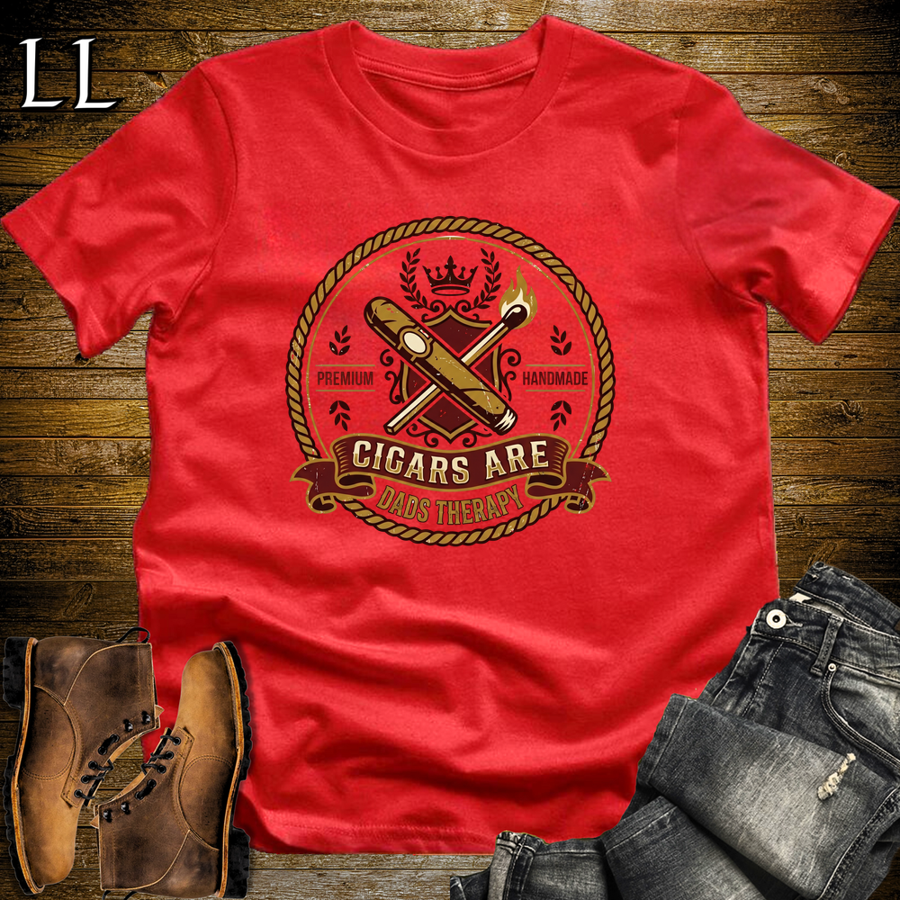 Cigars Are Dads Therapy Softstyle Tee Red | Funny Cigar Dad Tee