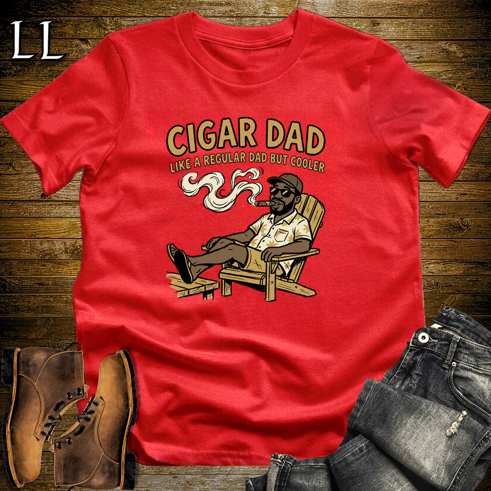 Cigar Dad Tan Softstyle Tee Red | Cigar Lover Dad Tee