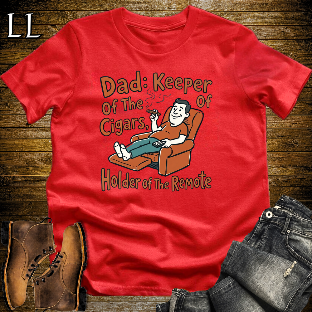 Dad Keeper Of Cigars Orange Softstyle Tee Red | Funny Cigar Dad Tee
