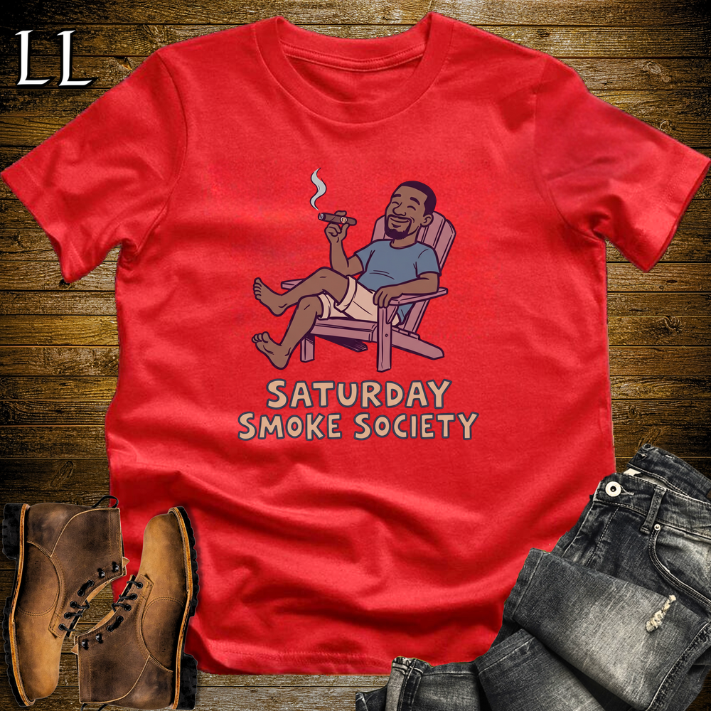 Saturday Smoke Society Purple Cigar Softstyle Tee Red | Weekend Cigar Club Tee
