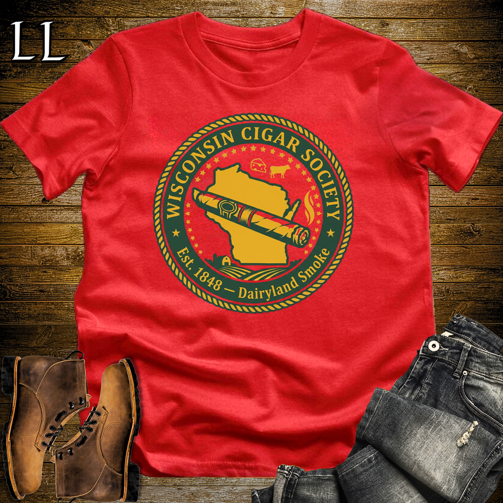 Wisconsin Cigar Society Softstyle T Shirt Red | Cigar Lover Gift Tee