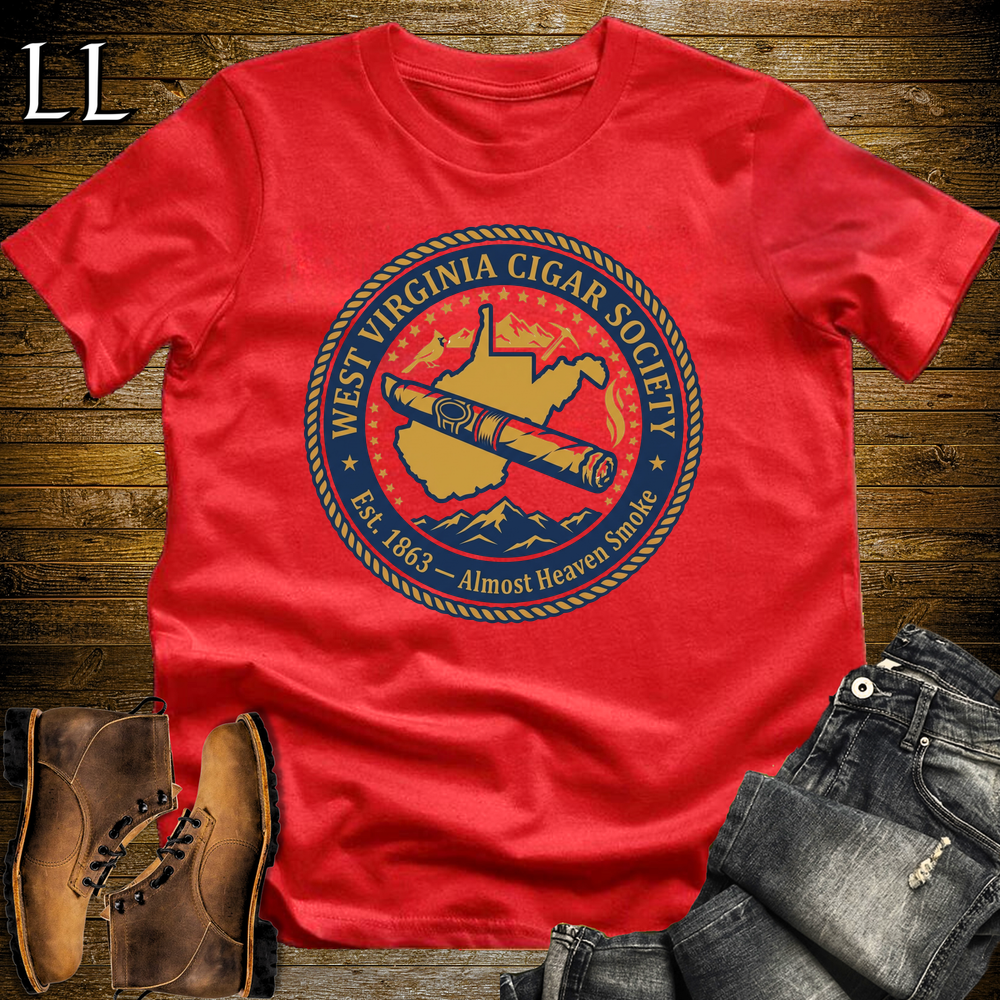 West Virginia Cigar Society Softstyle T Shirt Red | Cigar Lover Gift Tee