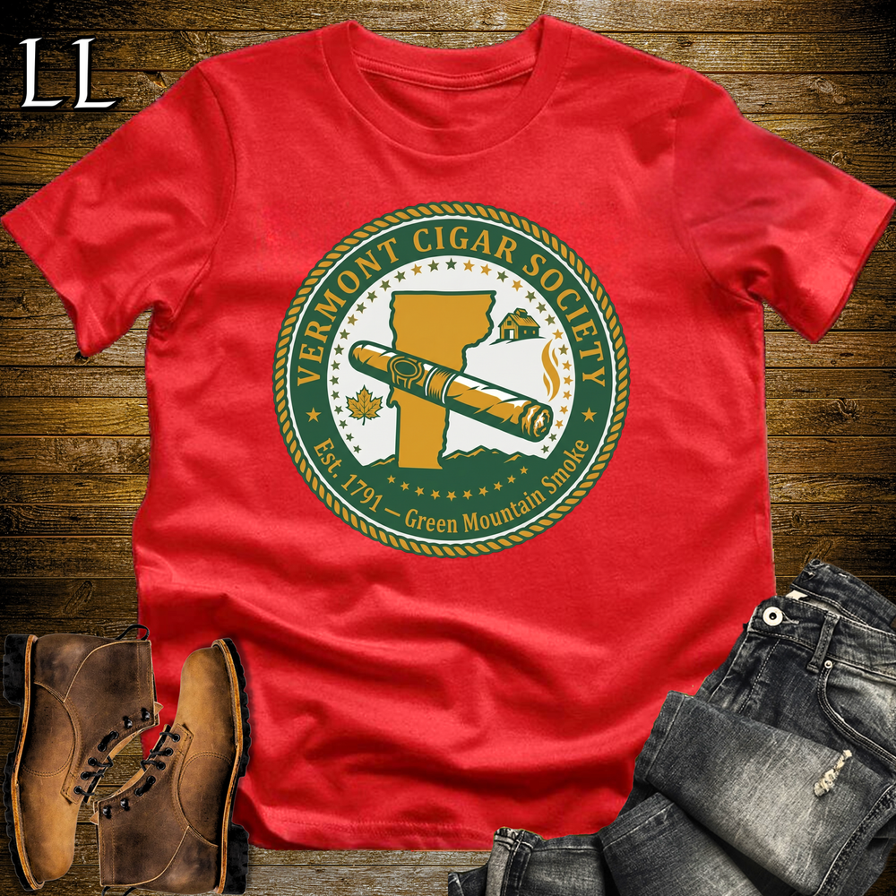 Vermont Cigar Society Softstyle T Shirt Red | Cigar Lover Gift Tee