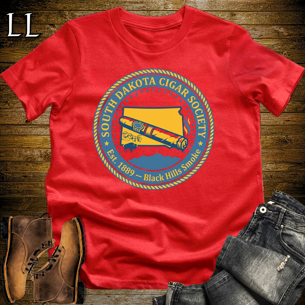 South Dakota Cigar Society Softstyle T Shirt Red | Cigar Lover Gift Tee