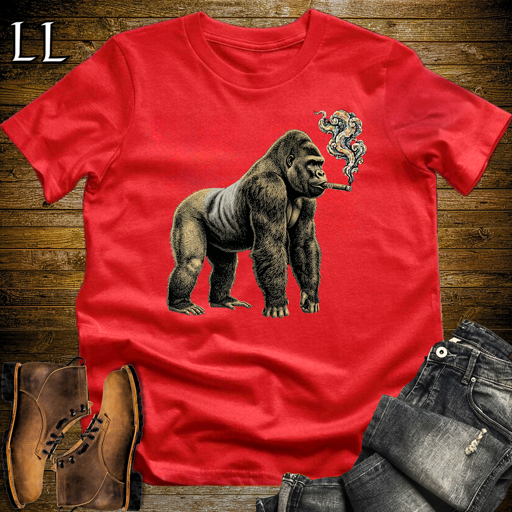 Vintage Cigar Silverback Gorilla Softstyle T Shirt Red | Funny Cigar Shirt