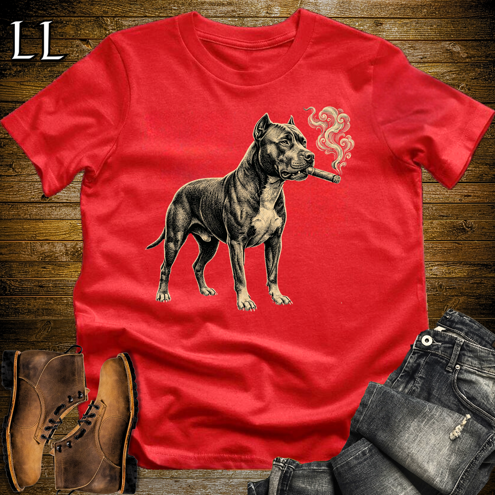 Vintage Cigar Pitbull Softstyle T Shirt Red | Funny Cigar Shirt