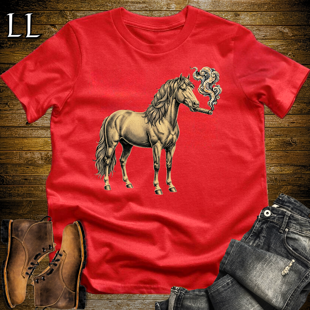 Vintage Cigar Horse Softstyle T Shirt Red | Funny Cigar Shirt