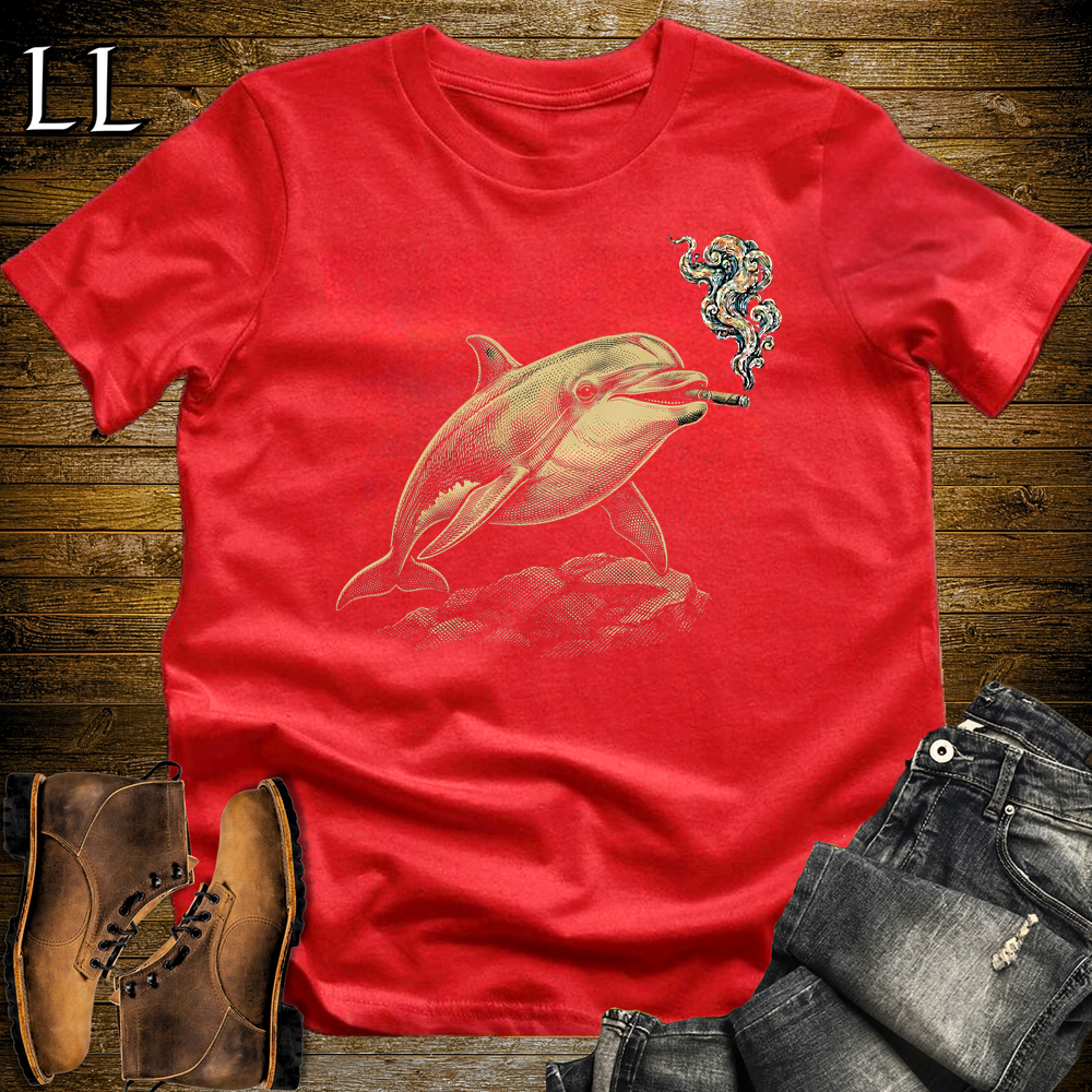 Vintage Cigar Dolphin Softstyle T Shirt Red | Funny Cigar Shirt