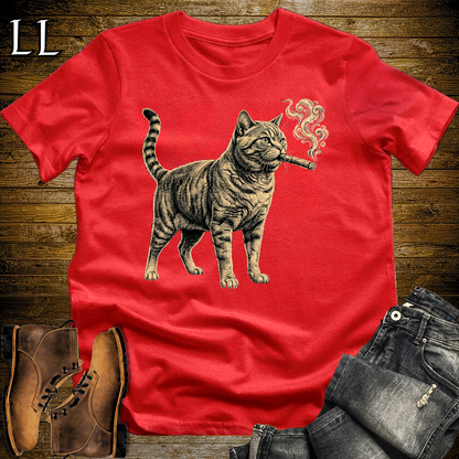 Vintage Cigar Cat Softstyle T Shirt Red | Funny Cigar Shirt