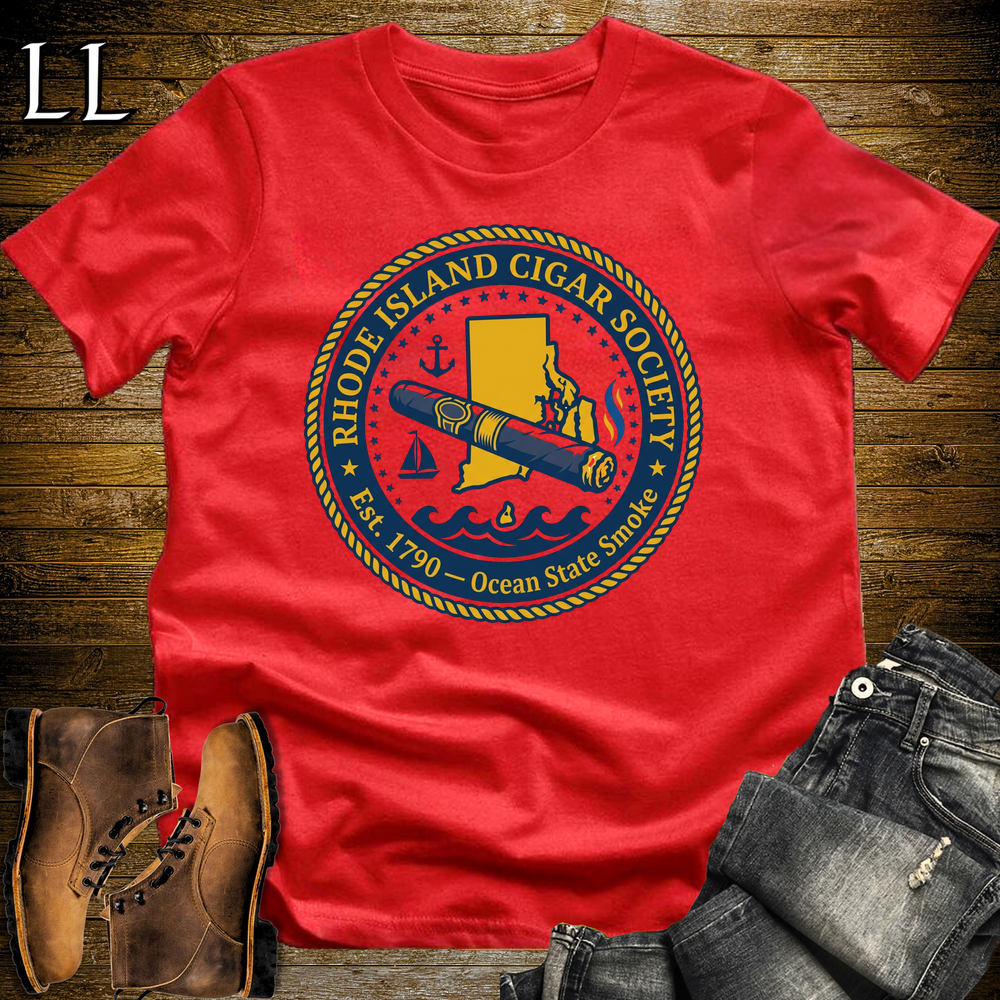 Rhode Island Cigar Society Softstyle T Shirt Red | Cigar Lover Gift Tee
