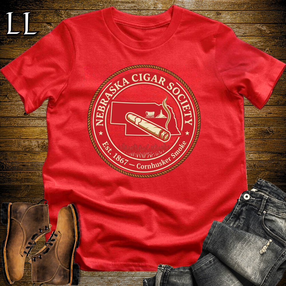 Nebraska Cigar Society Softstyle T Shirt Red | Cigar Lover Gift Tee
