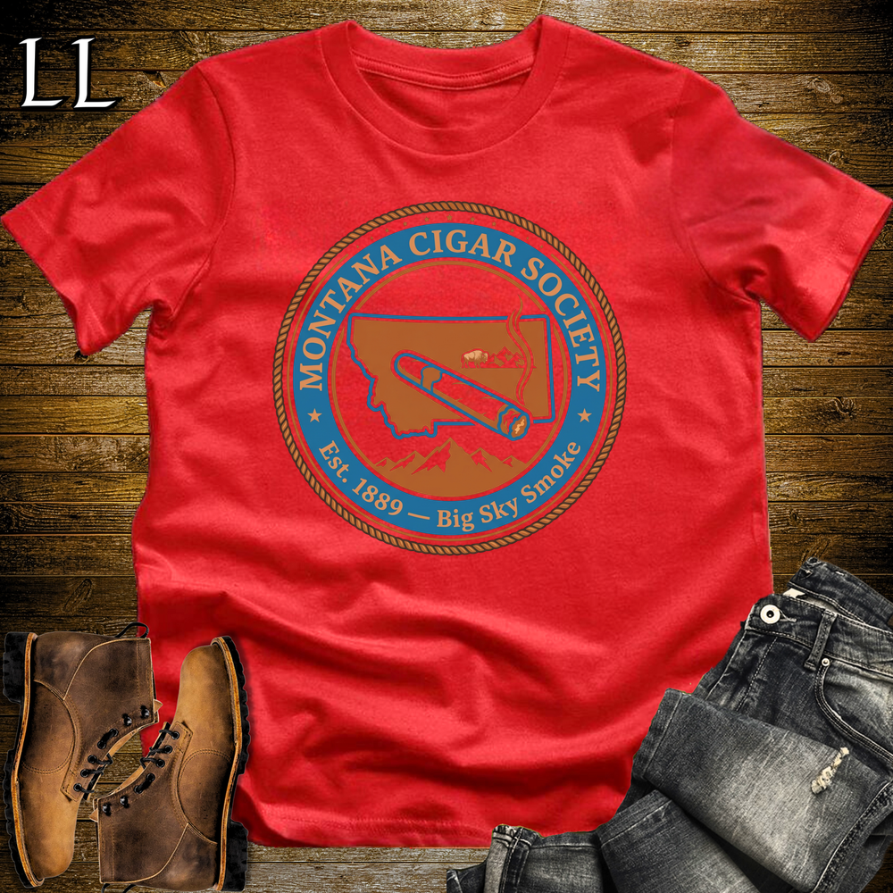 Montana Cigar Society Softstyle T Shirt Red | Cigar Lover Gift Tee