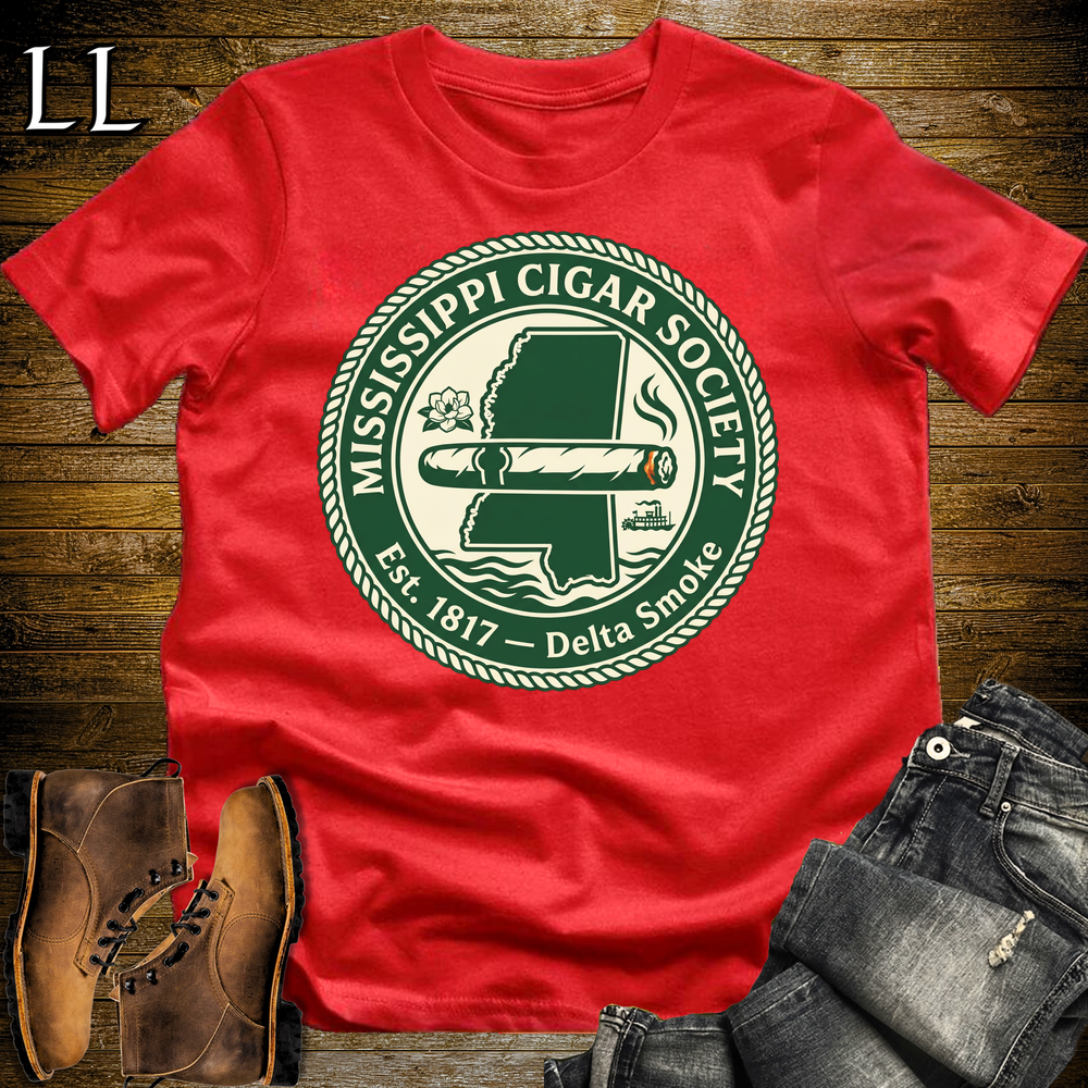 Mississippi Cigar Society Softstyle T Shirt Red | Cigar Lover Gift Tee