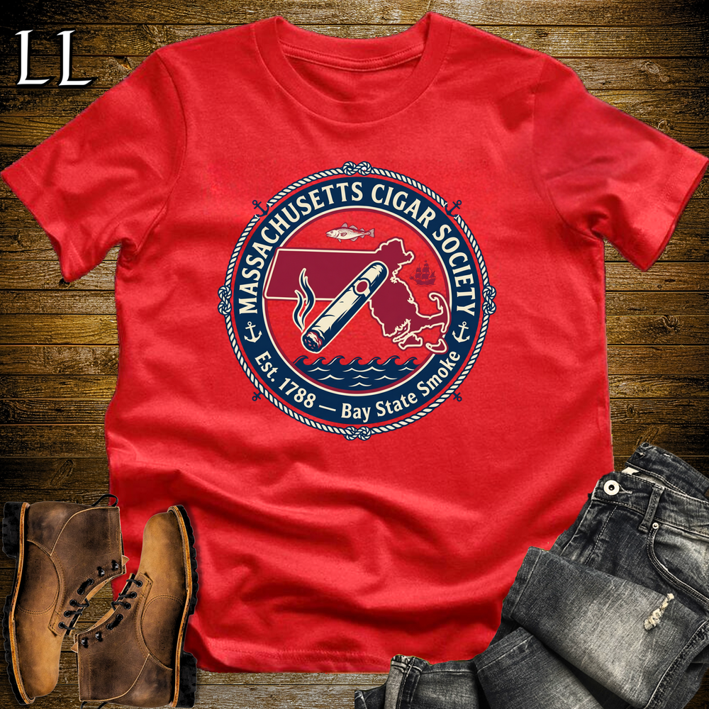 Massachusetts Cigar Society Softstyle T Shirt Red | Cigar Lover Gift Tee