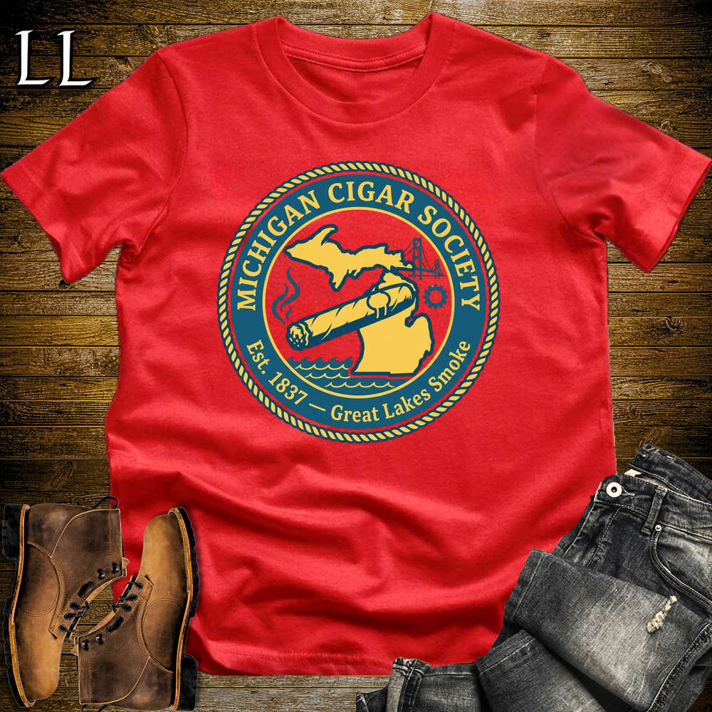 Michigan Cigar Society Softstyle T Shirt Red | Cigar Lover Gift Tee