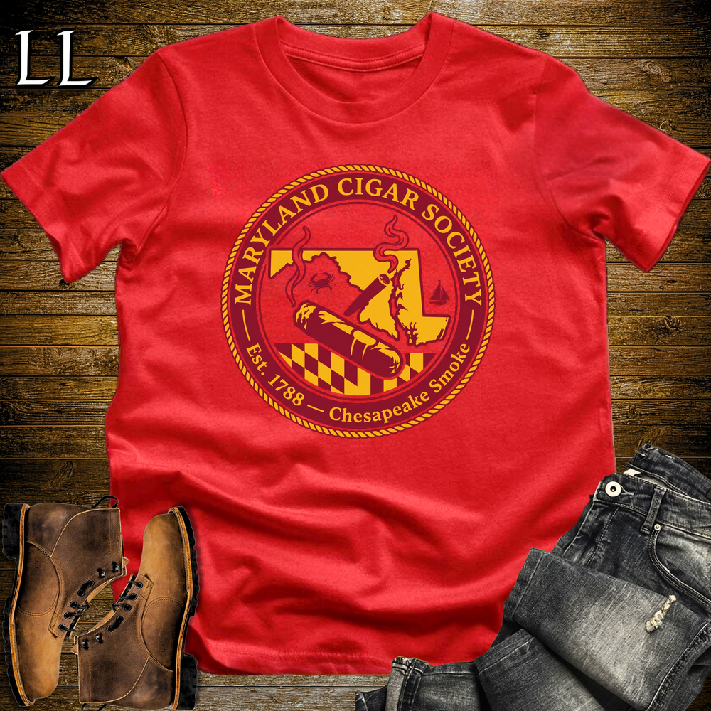 Maryland Cigar Society Softstyle T Shirt Red | Cigar Lover Gift Tee