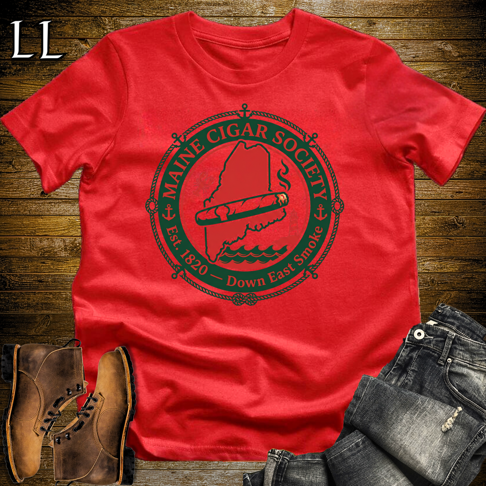 Maine Cigar Society Softstyle T Shirt Red | Cigar Lover Gift Tee