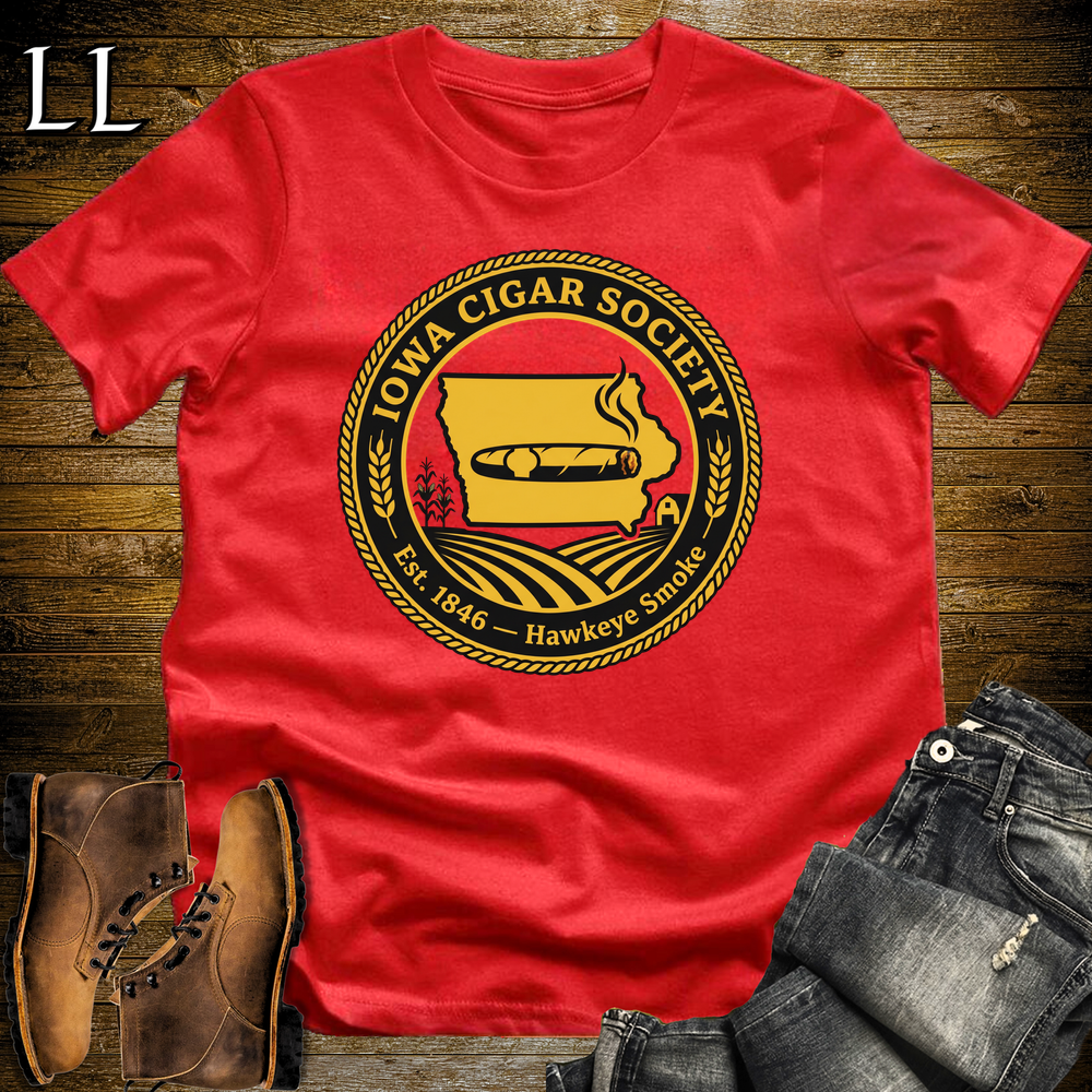 Iowa Cigar Society Softstyle T Shirt Red | Cigar Lover Gift Tee