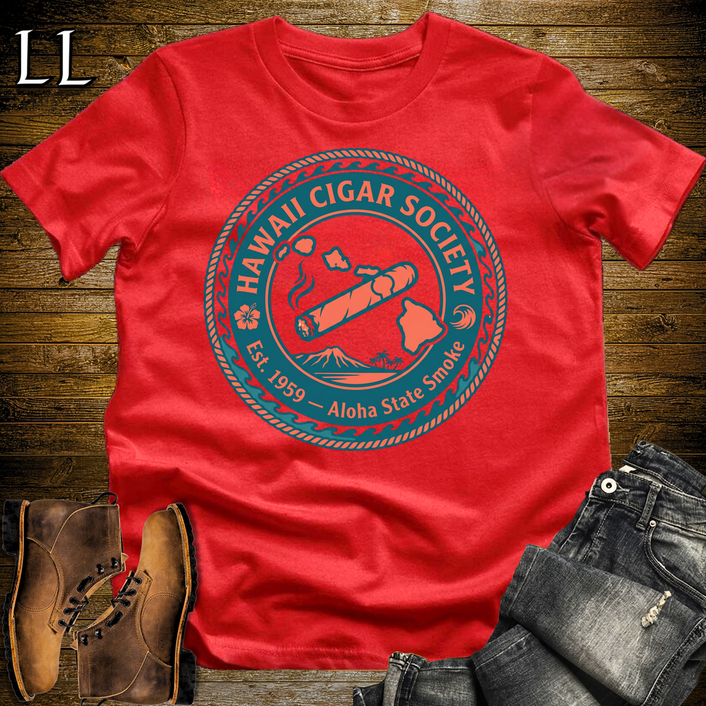 Hawaii Cigar Society Softstyle T Shirt Red | Cigar Lover Gift Tee