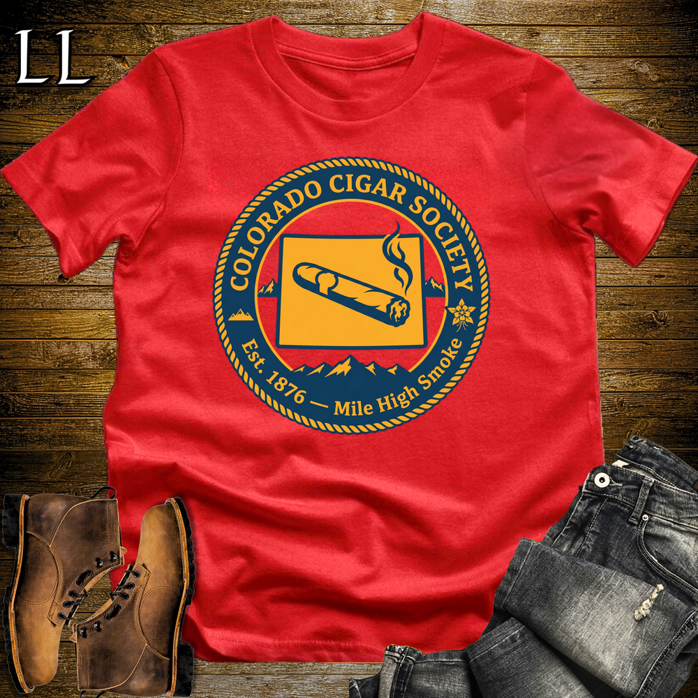 Colorado Cigar Society Softstyle T Shirt Red | Cigar Lover Gift Tee