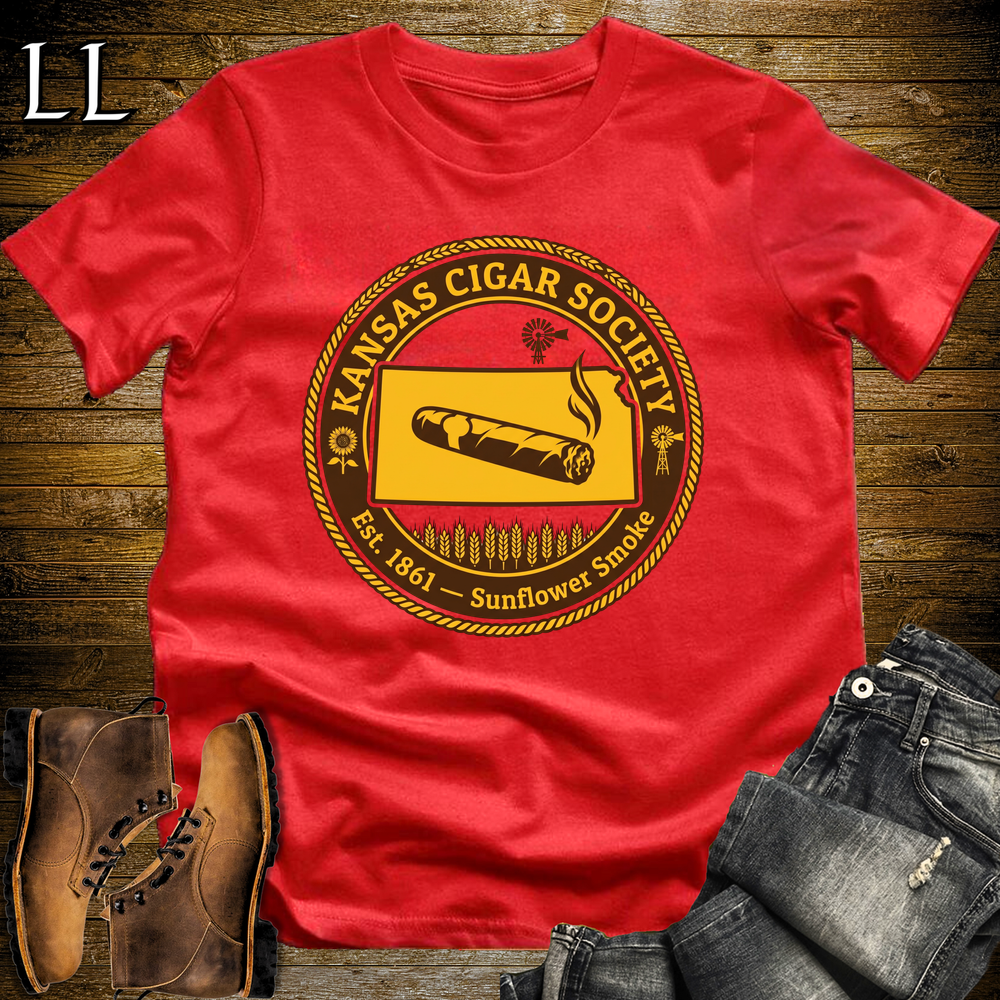 Kansas Cigar Society Softstyle T Shirt Red | Cigar Lover Gift Tee