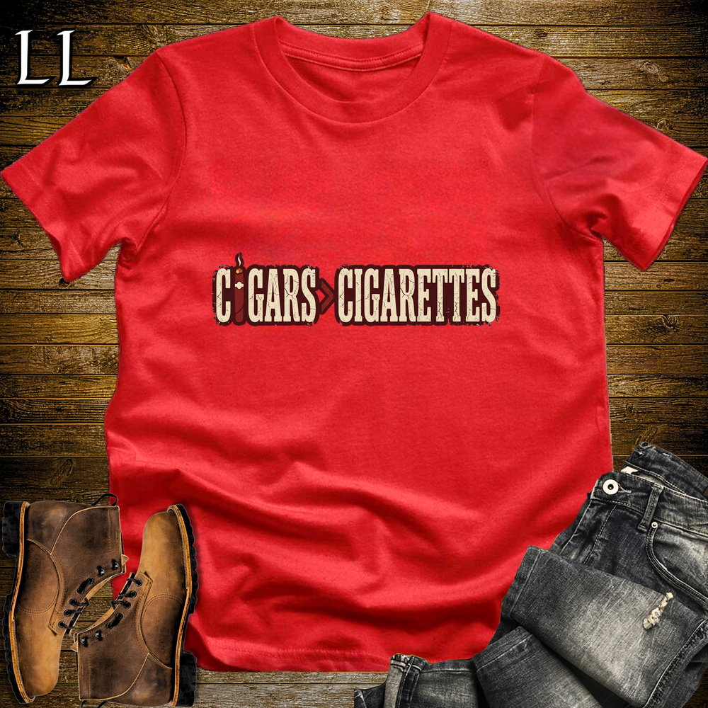 Cigars Better Than Cigs Softstyle T Shirt Red | Funny Cigar Tee