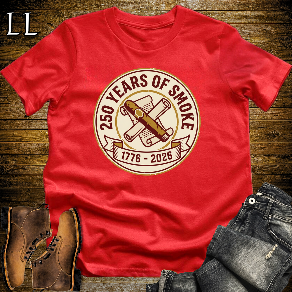 250 Years Of Smoke 1776 Softstyle T Shirt Red | America 250 Cigar Tee