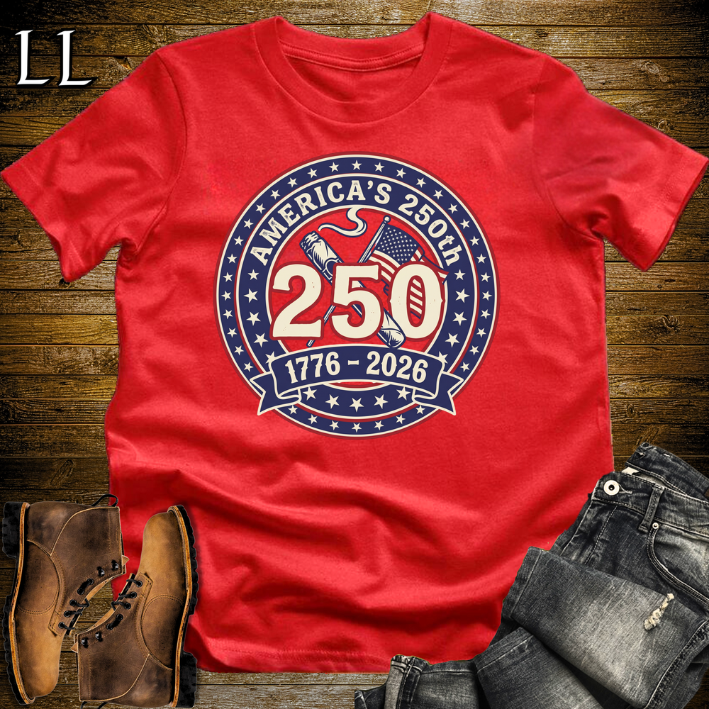 Americas 250 Cigar Badge Softstyle T Shirt Red | America 250 Cigar Tee