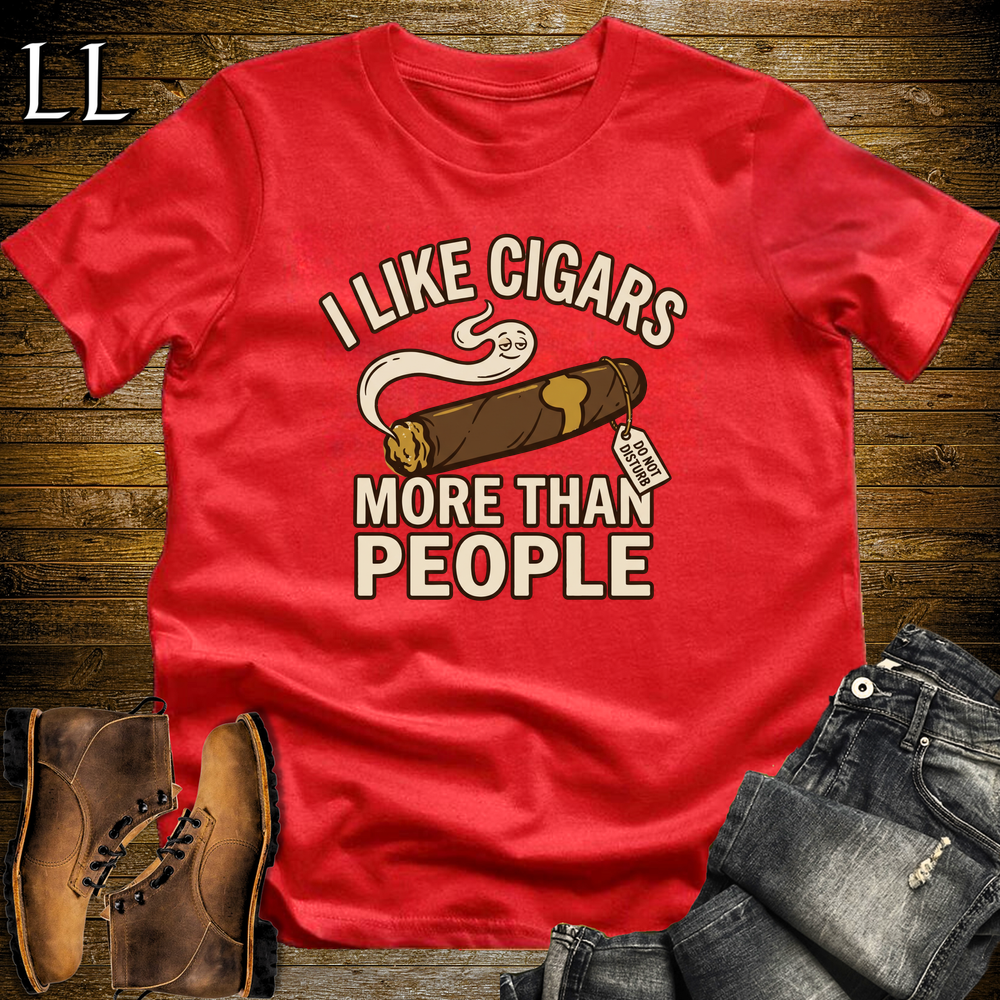 I Like Cigars More Than People Softstyle T Shirt Red | Funny Cigar Tee