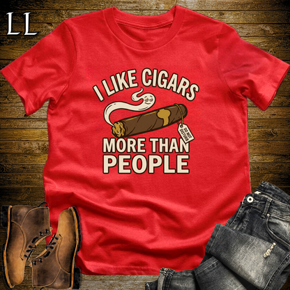 I Like Cigars More Than People Softstyle T Shirt Red | Funny Cigar Tee