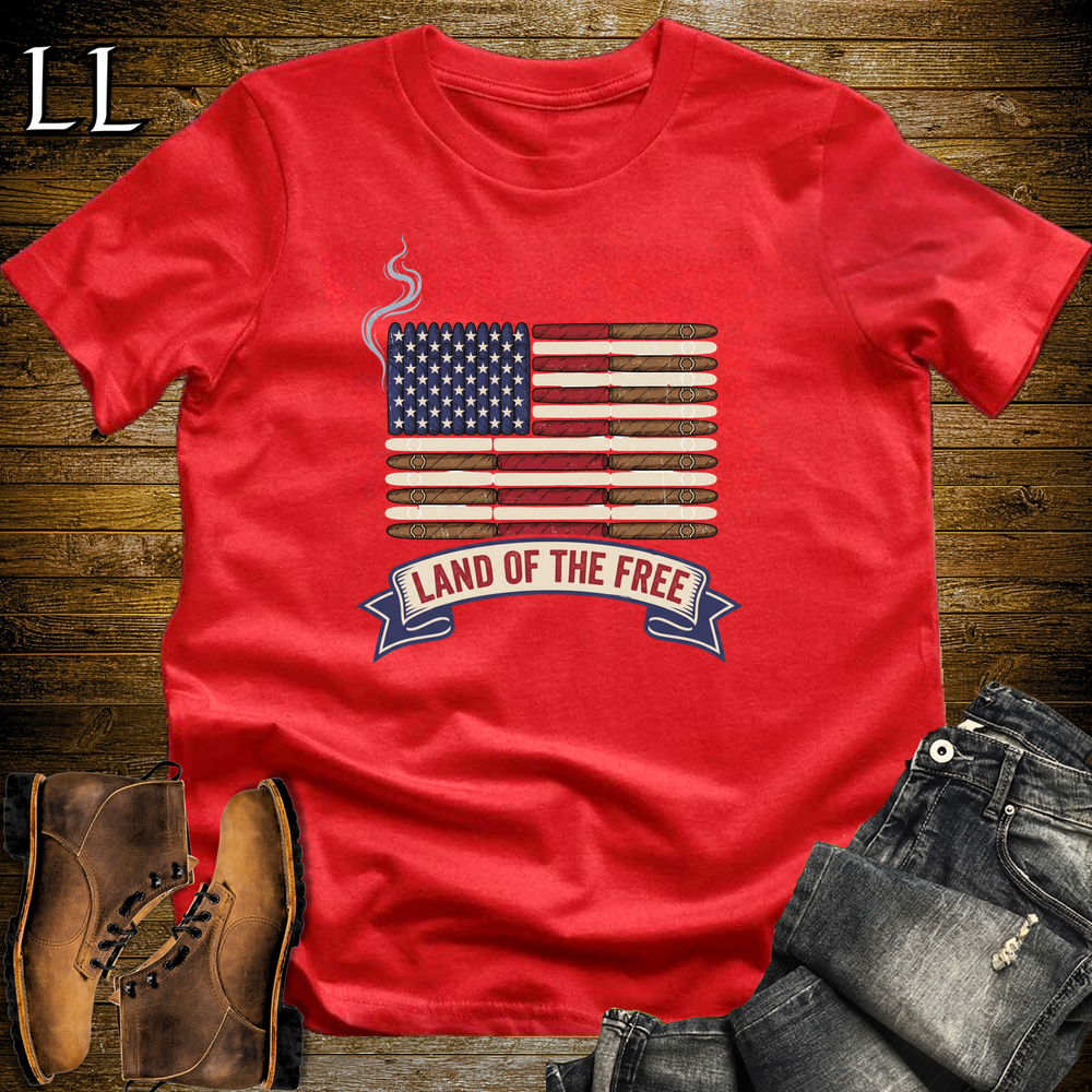 American Cigar Flag Softstyle T Shirt Red | Patriotic Cigar Flag Tee