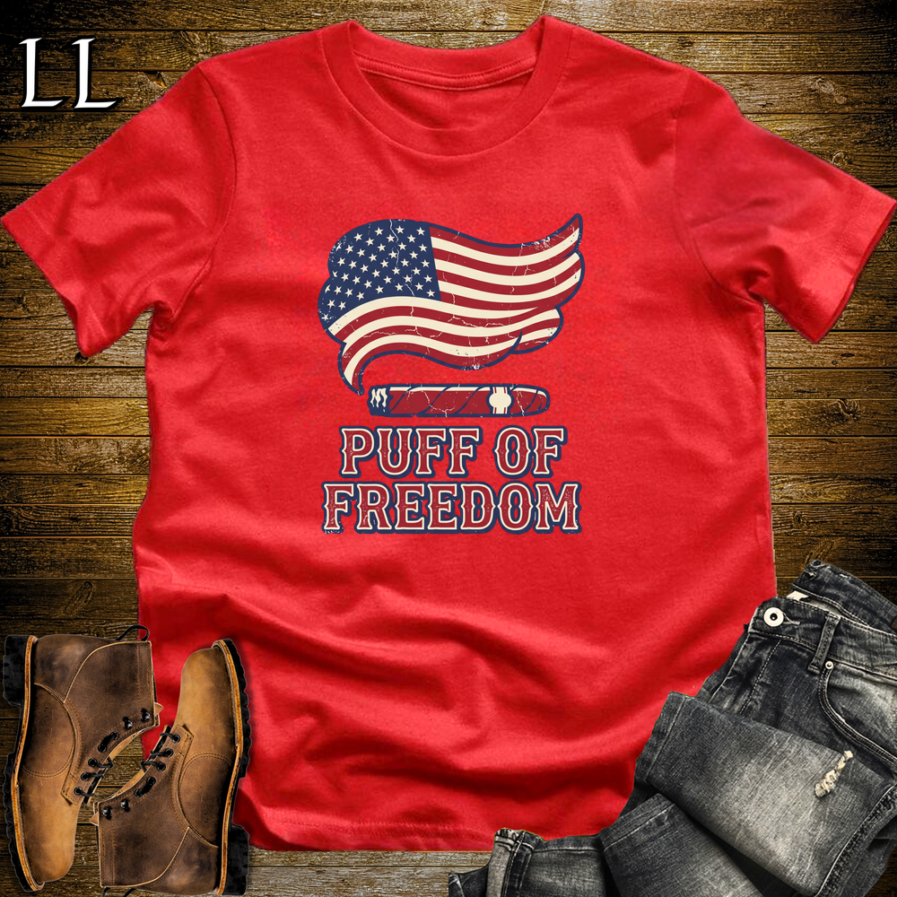 Cigar Puff Of Freedom Softstyle T Shirt Red | Patriotic Cigar Tee