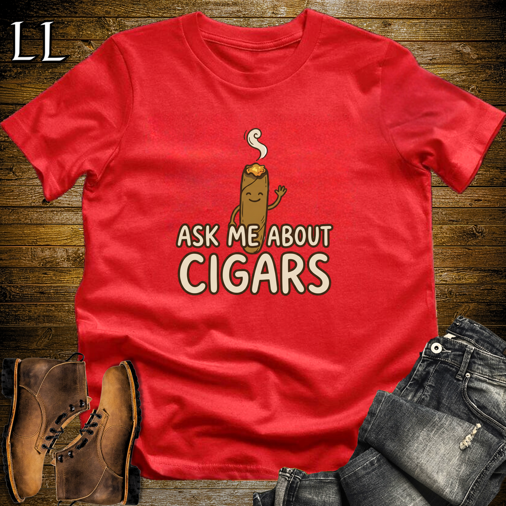 Ask Me About Cigars Softstyle T Shirt Red | Cigar Lover Tee