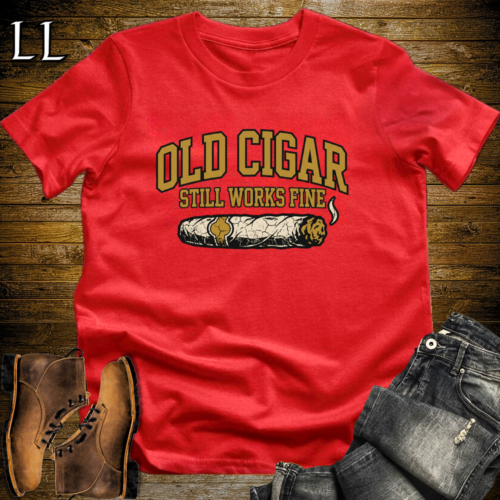 Old Cigar Still Works Fine Softstyle T Shirt Red | Funny Cigar Tee