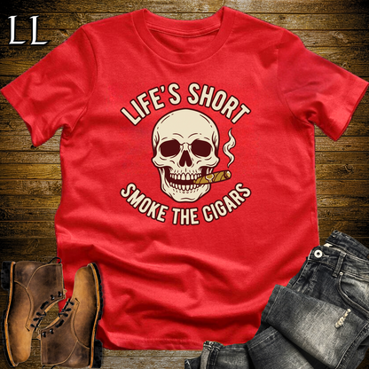 Lifes Short Smoke The Cigars Softstyle T Shirt Red | Cigar Lover Tee