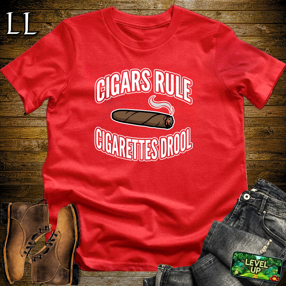 Cigars Rules Cigs Drool Softstyle T Shirt Red | Funny Cigar Tee