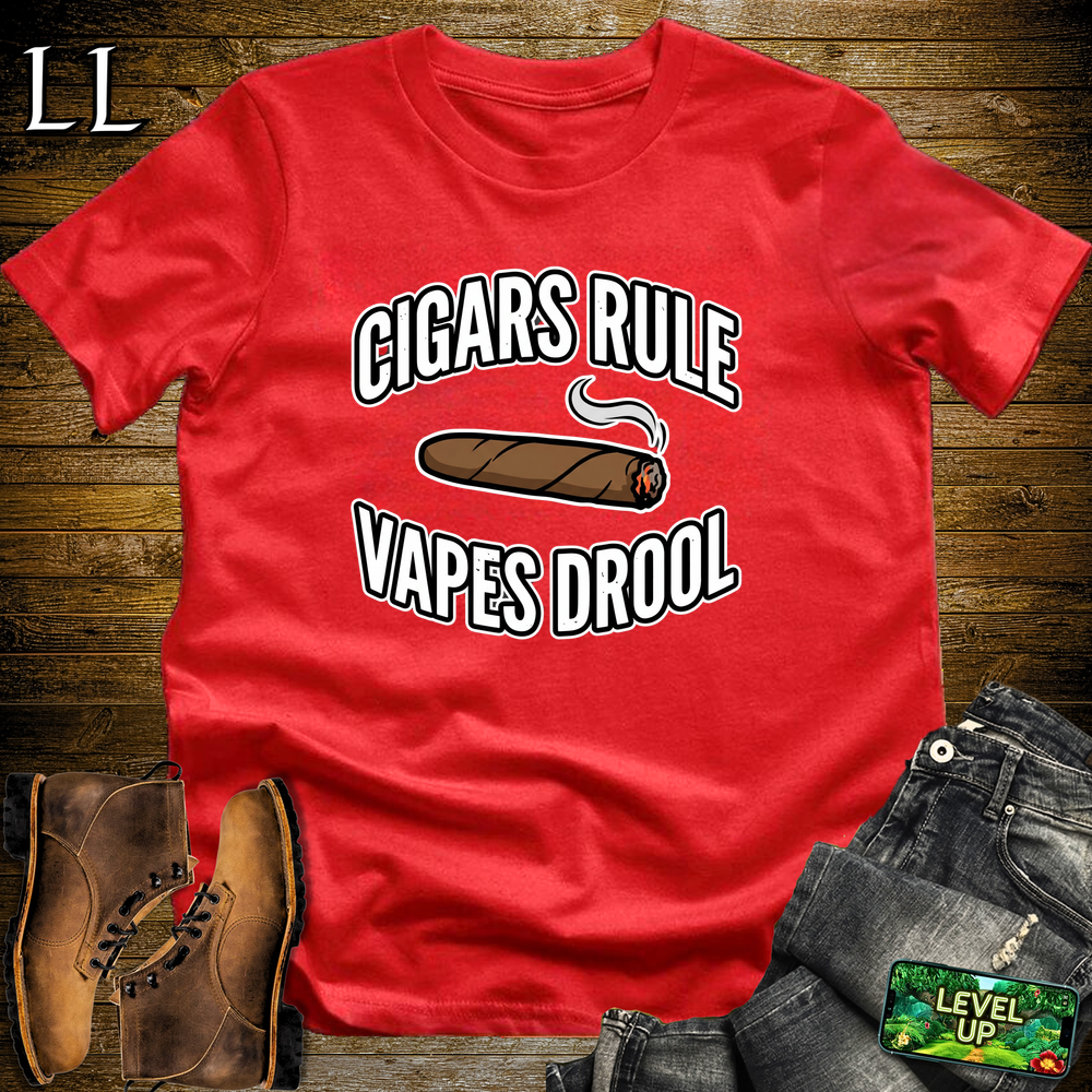 Cigars Rule Vapes Drool Softstyle T Shirt Red | Funny Cigar Tee