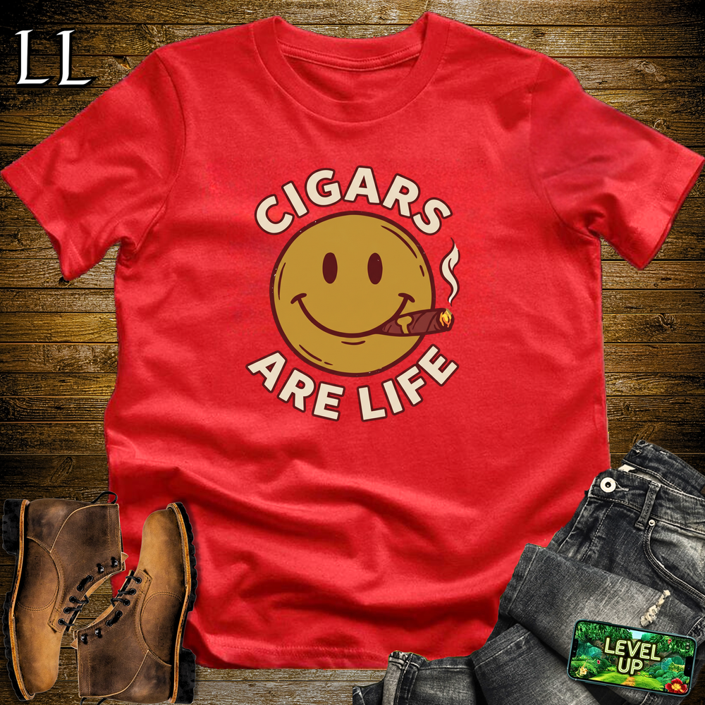 Cigars Are Life Smiley Softstyle T Shirt Red | Cigar Lover Tee