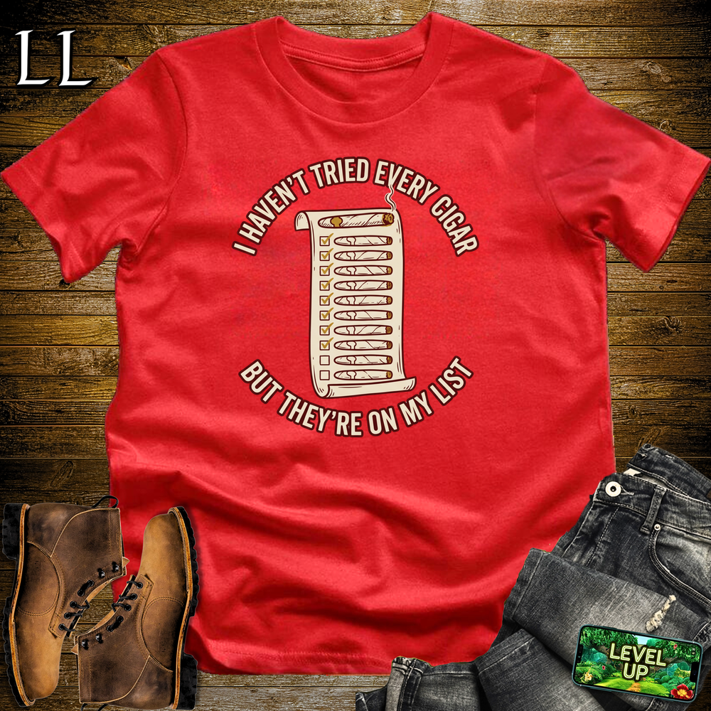 Try Every Cigar List Softstyle T Shirt Red | Cigar Lover Tee