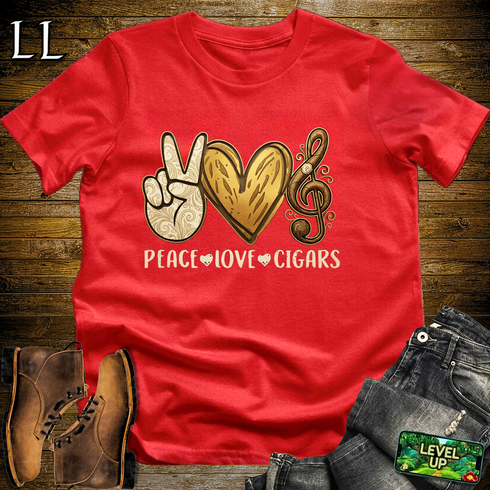 Peace Love Cigars Softstyle T Shirt Red | Cigar Lover Tee