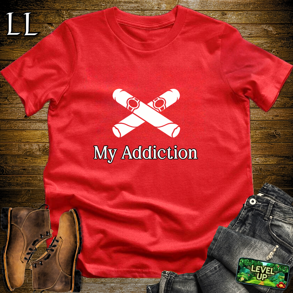 My Addiction Cigars Softstyle T Shirt Red | Funny Cigar Tee