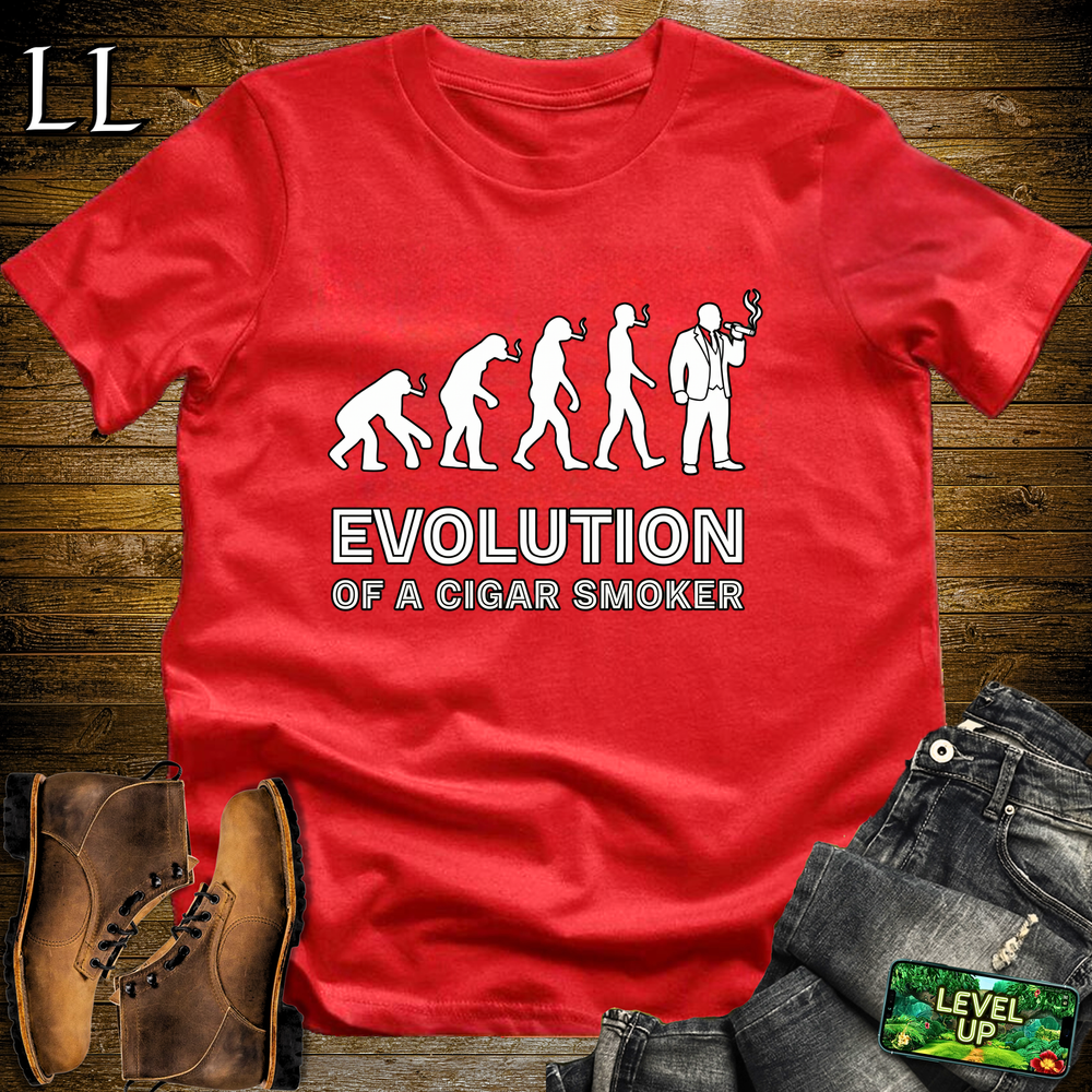 Evolution Of A Cigar Smoker Softstyle T Shirt Red | Funny Cigar Tee