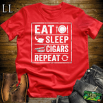 Eat Sleep Cigars Repeat Softstyle T Shirt Red | Funny Cigar Tee