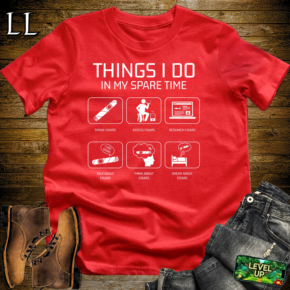 Things I Do In My Spare Time Cigars Softstyle T Shirt Red | Funny Cigar Tee