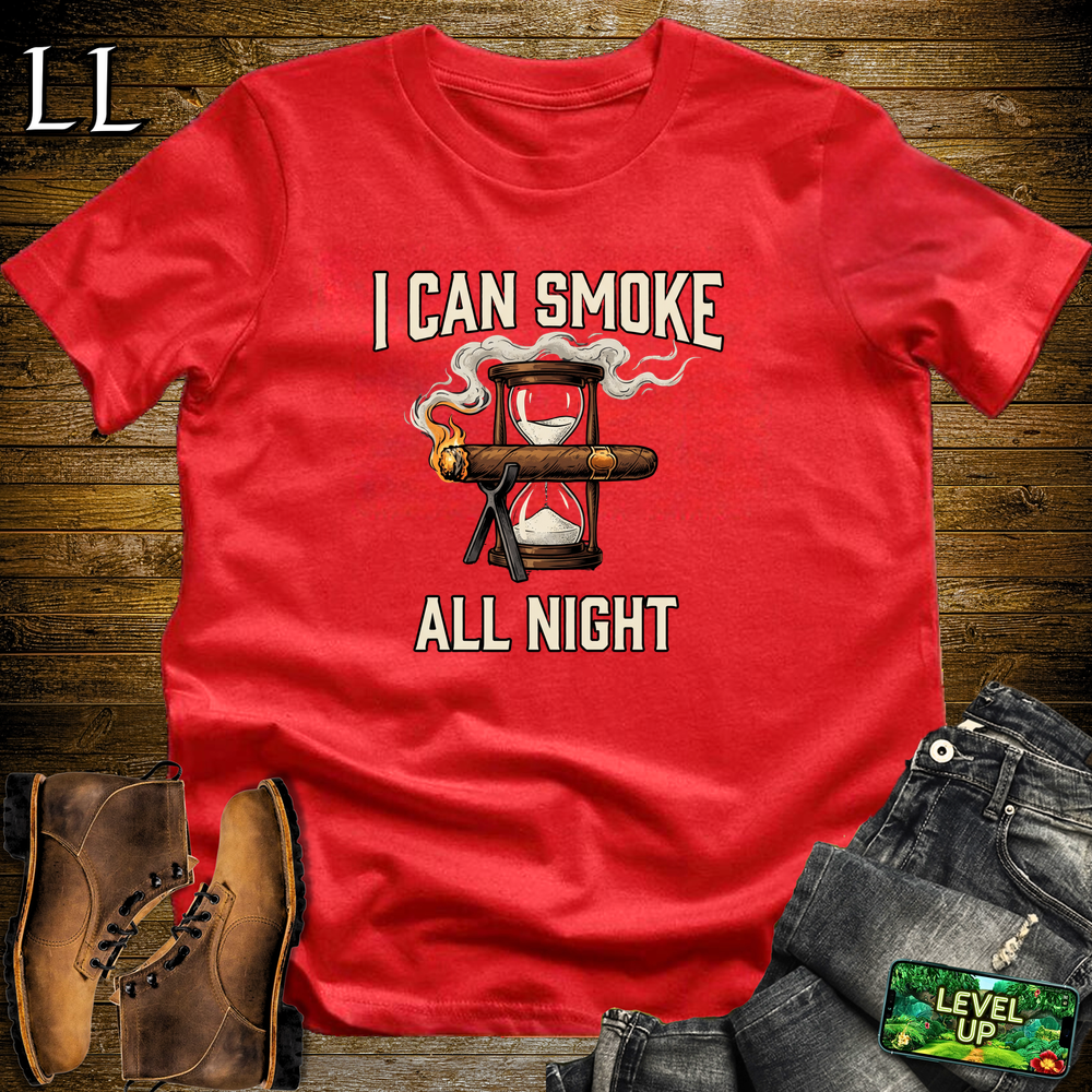 I Can Smoke All Night Softstyle T Shirt Red | Funny Cigar Tee