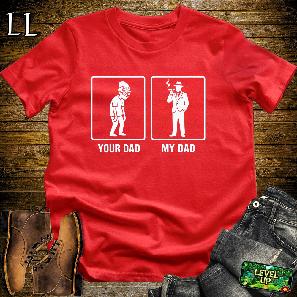 Your Dad Vs My Dad Cigars Softstyle T Shirt Red | Funny Cigar Dad Tee