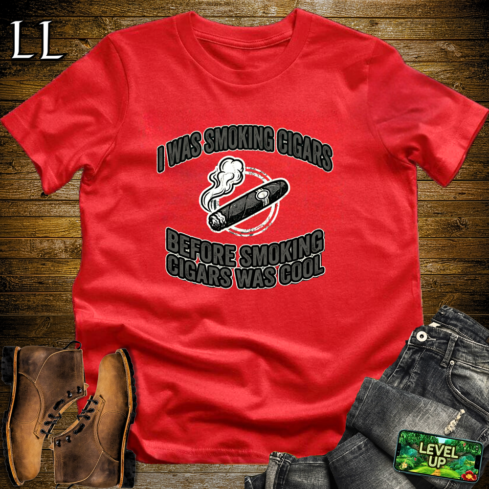 Smoking Cigars Before It Was Cool Softstyle T Shirt Red | Funny Cigar Tee