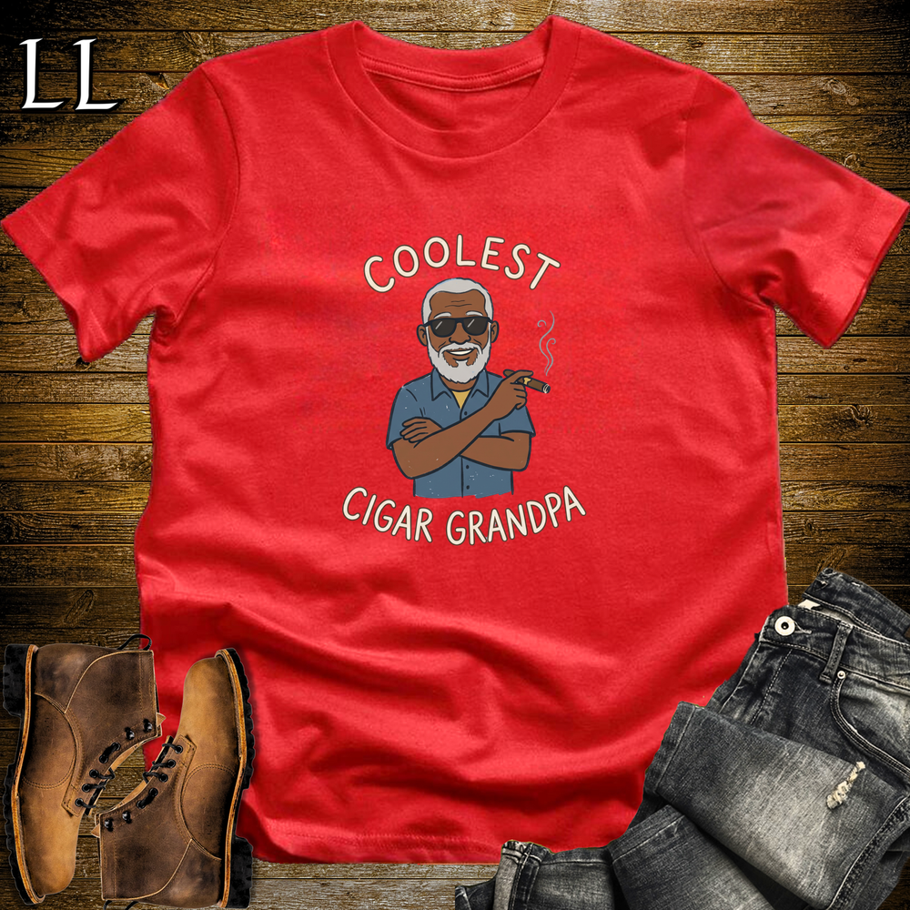 Coolest Cigar Grandpa Softstyle T Shirt Red | Cigar Grandpa Tee