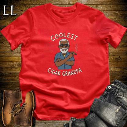 Coolest Cigar Grandpa Softstyle T Shirt Red | Cigar Grandpa Tee